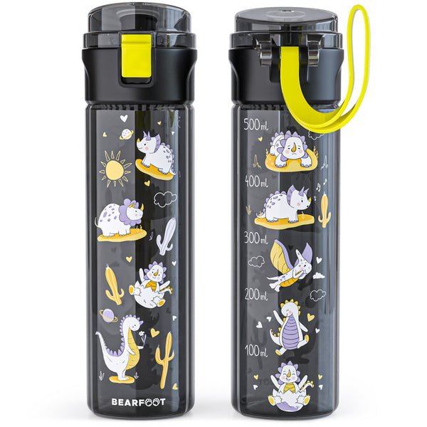 Children's drinking bottle, 500ml, lightweight - Dinosaurs-black