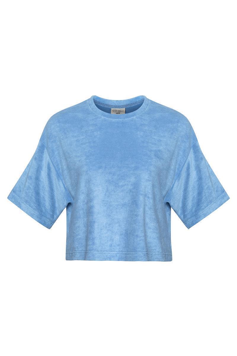 Blue Grey Terry Crop T-Shirt