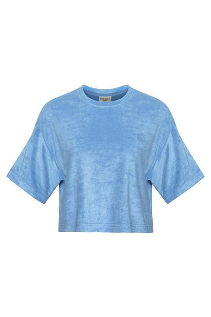 Blue Grey Terry Crop T-Shirt