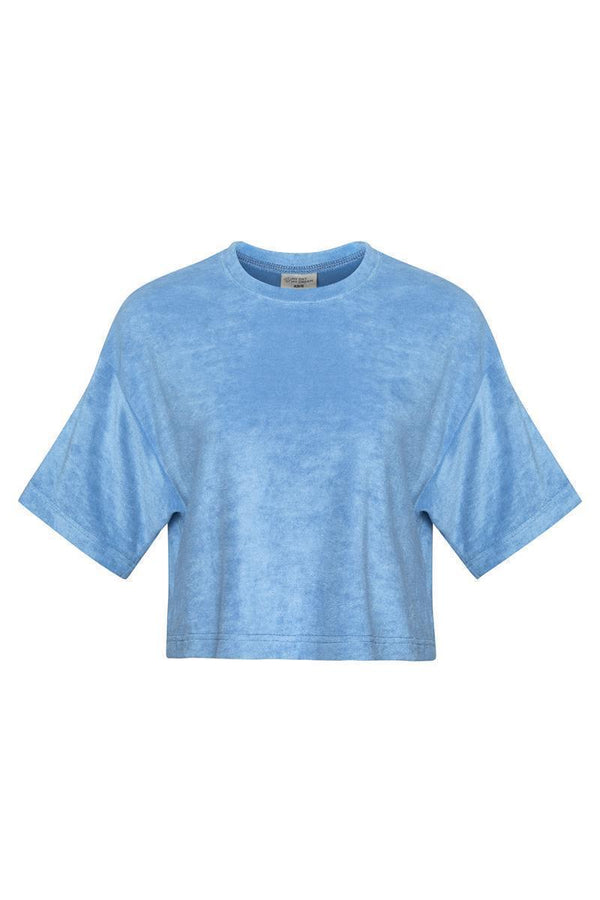 Blue Grey Terry Crop T-Shirt