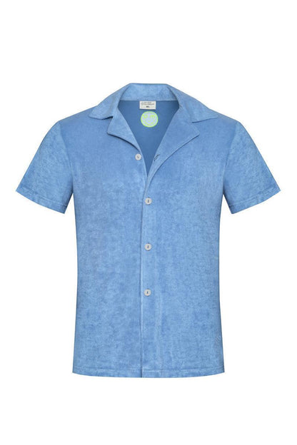 Blau Grau Frottee Hemd