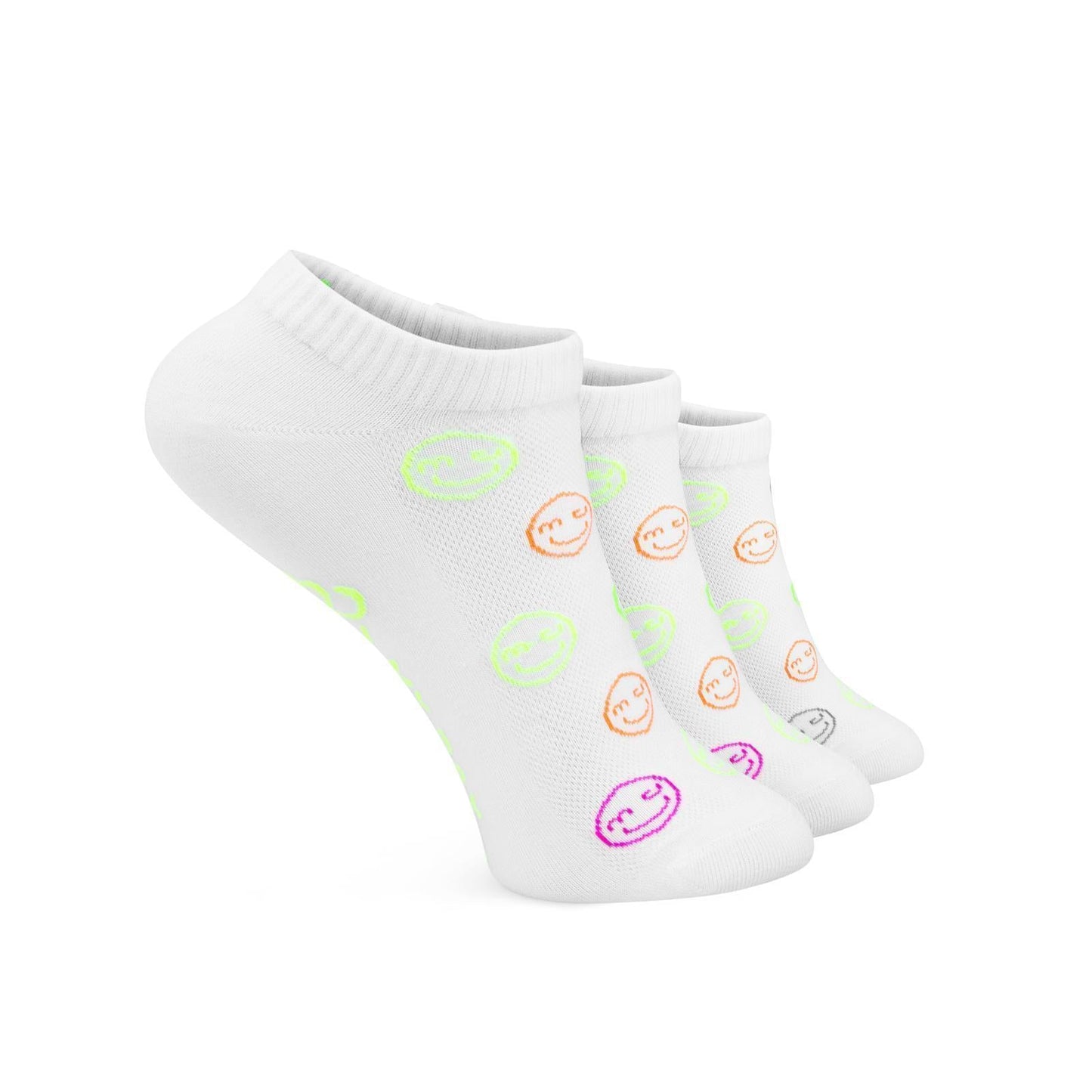 Sneaker smileys white (3-pack)