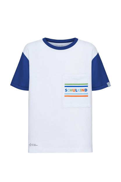 School-aged blue T-shirts