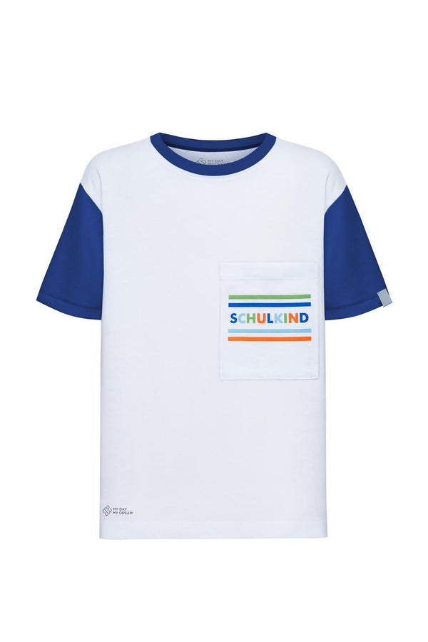 School-aged blue T-shirts