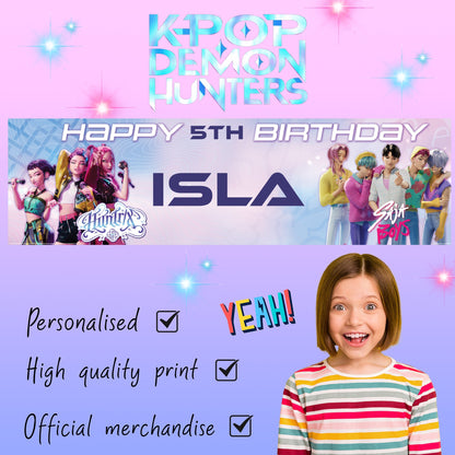 K-pop Demon Hunters Personalized Birthday Banner
