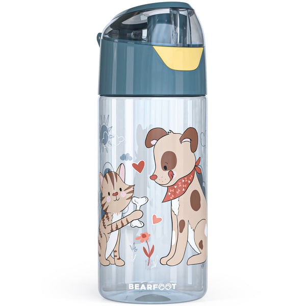 Children's Lightweight Water Bottle - Dog & Cat Blue