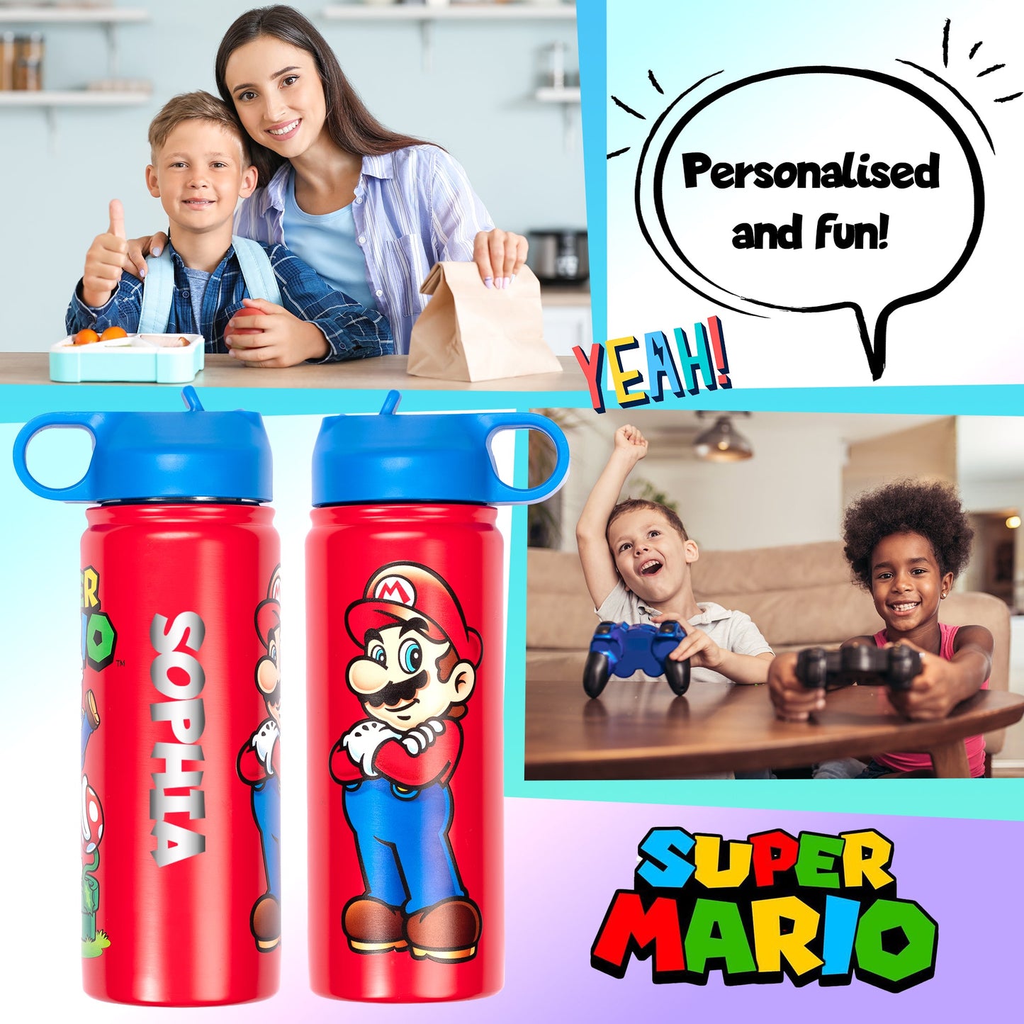 Personalized Bottle - Mario Brothers