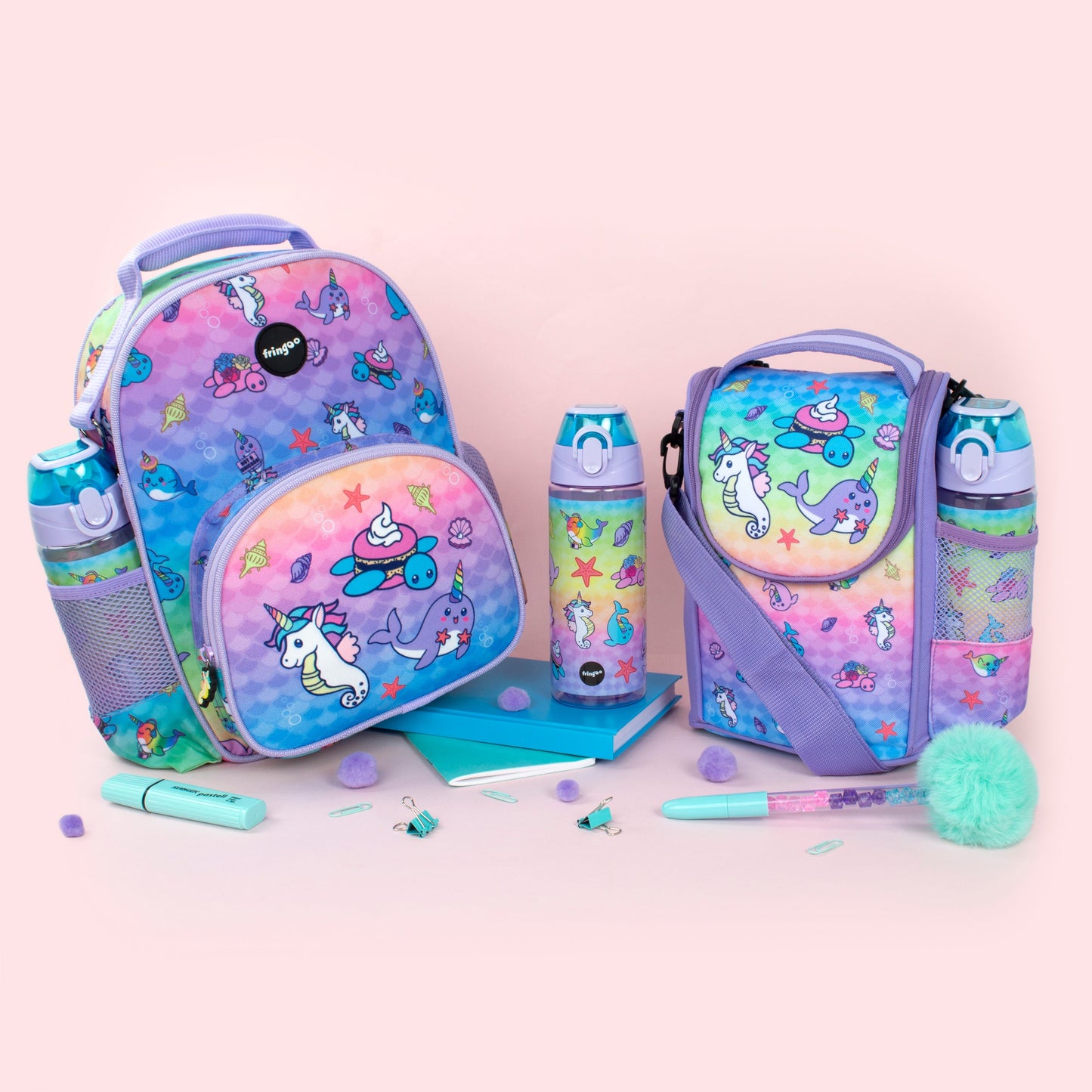 Straw Water Bottle - Narwhal & Seahorse