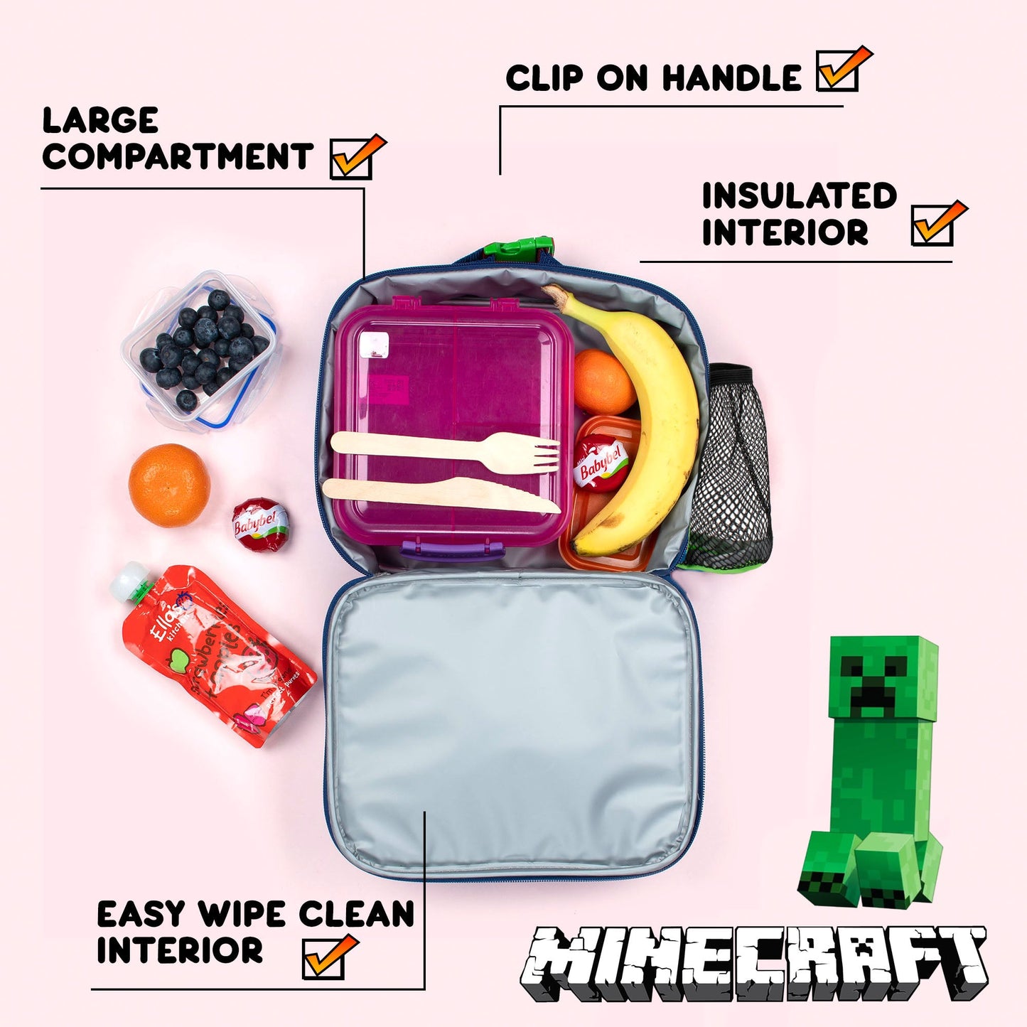 Personalized Lunch Bag - Minecraft Blue