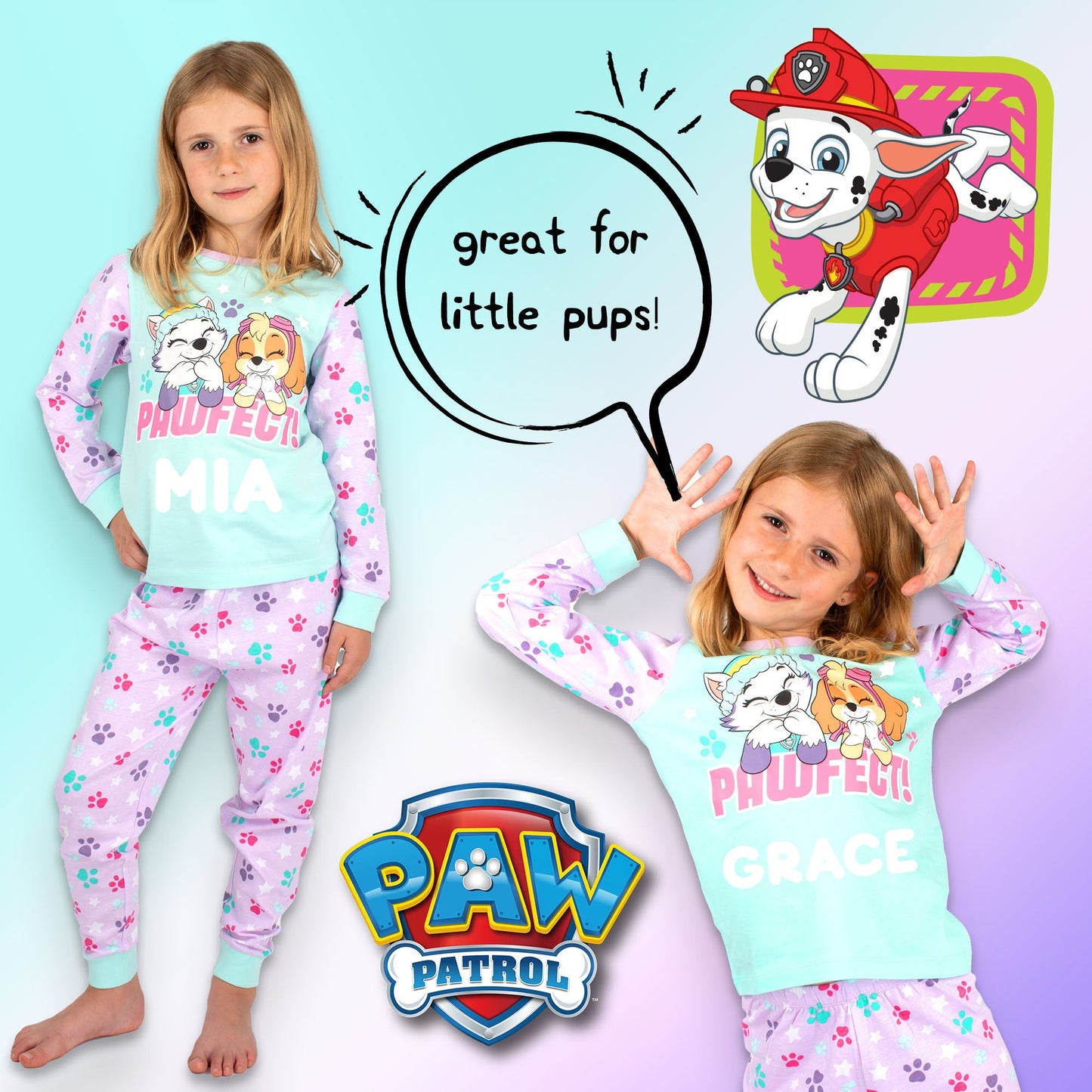 Paw Patrol Personalised Pyjamas - Skye & Everest