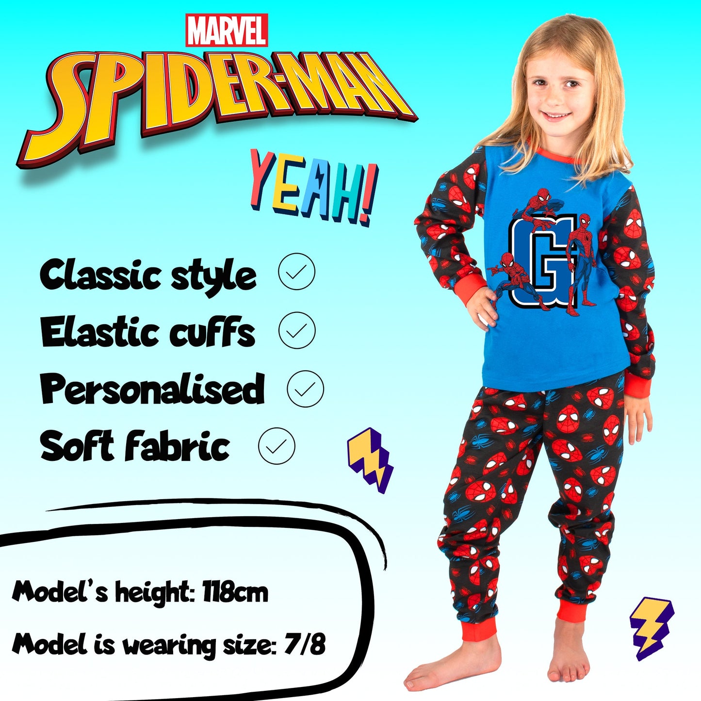 Marvel Spider-Man Personalised Initial Pyjamas