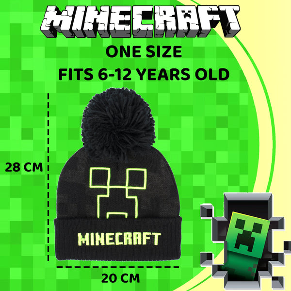 Ensemble bonnet et gants – Minecraft Set – gris Creeper