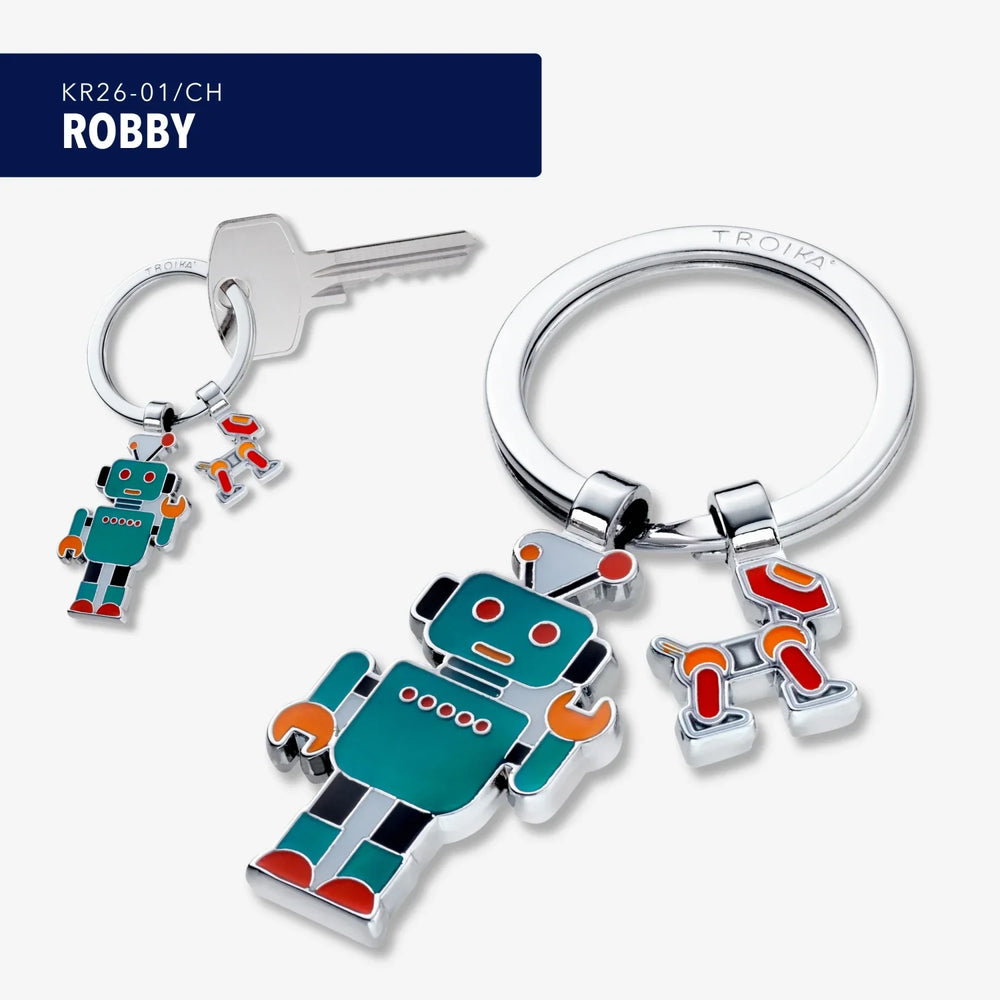 TROIKA ROBBY sleutelhanger – een robot en zijn robothond