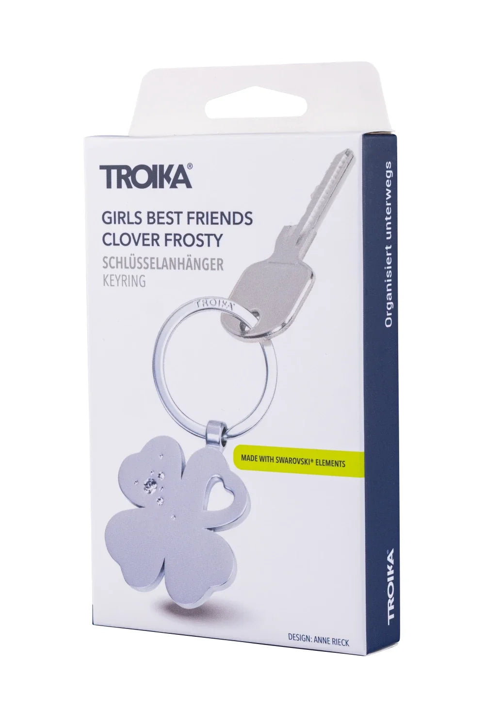 Porte-clés « GIRLS BEST FRIENDS » – Trèfle à 4 Feuilles – Argenté