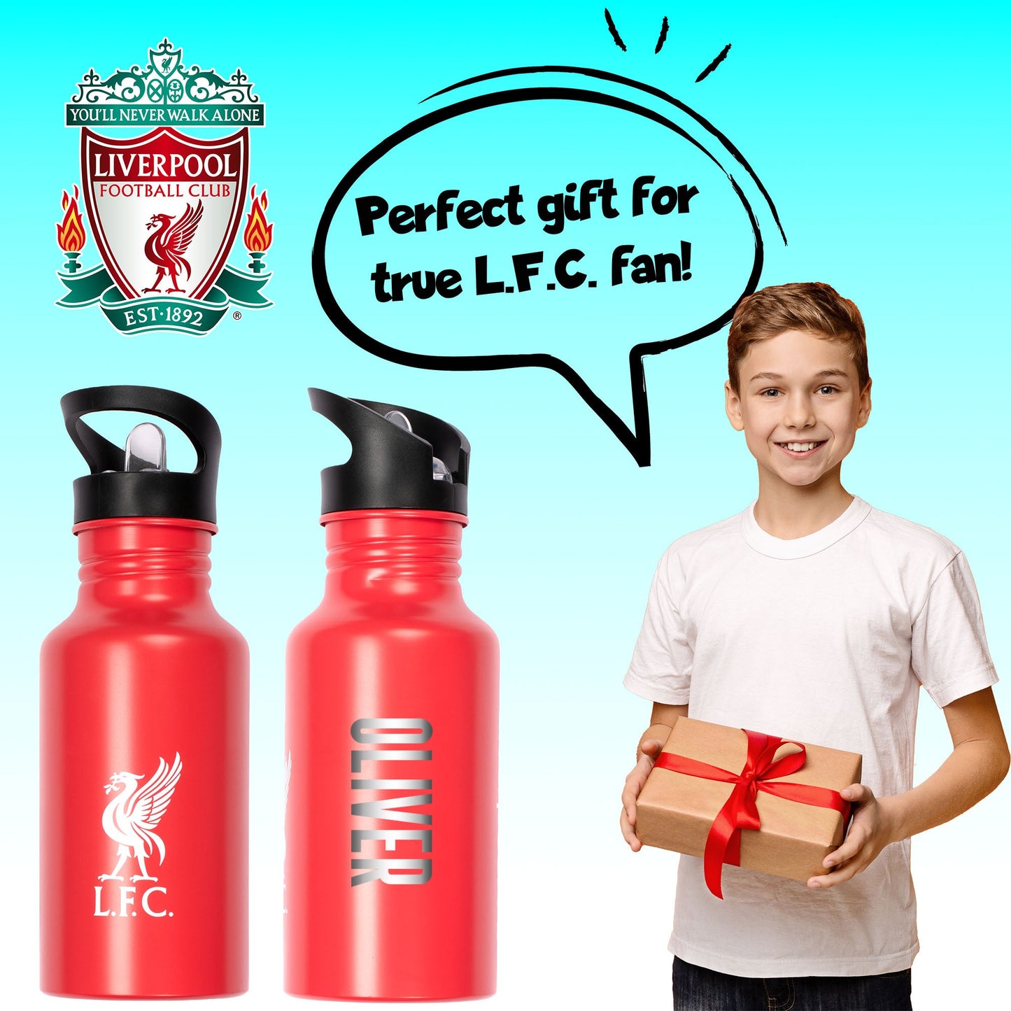 Liverpool FC Personalized Metal Water Bottle 500ml