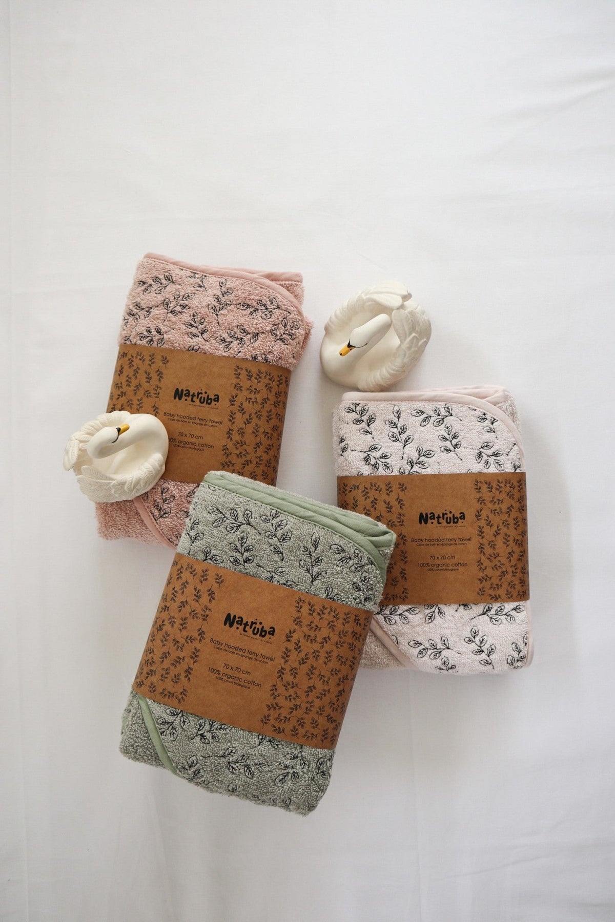 Cape de bain bébé en coton bio Crème - Natruba