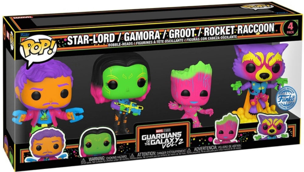 Pop! Les Gardiens de la Galaxie 4-Pack (Black Light)