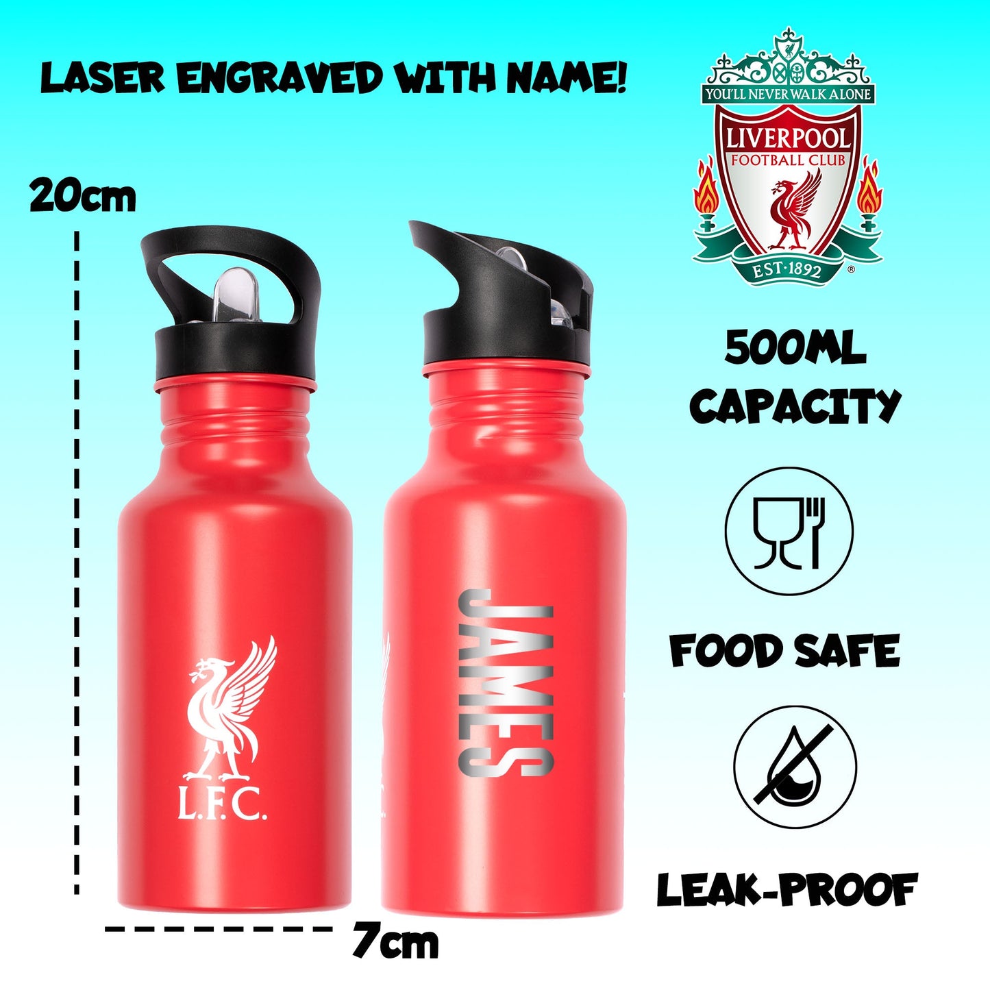 Liverpool FC Personalized Metal Water Bottle 500ml