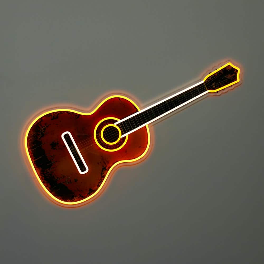 'Classic Guitar' Neon LED Sign - Wall Mounted