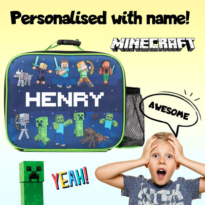 Personalized Lunch Bag - Minecraft Blue
