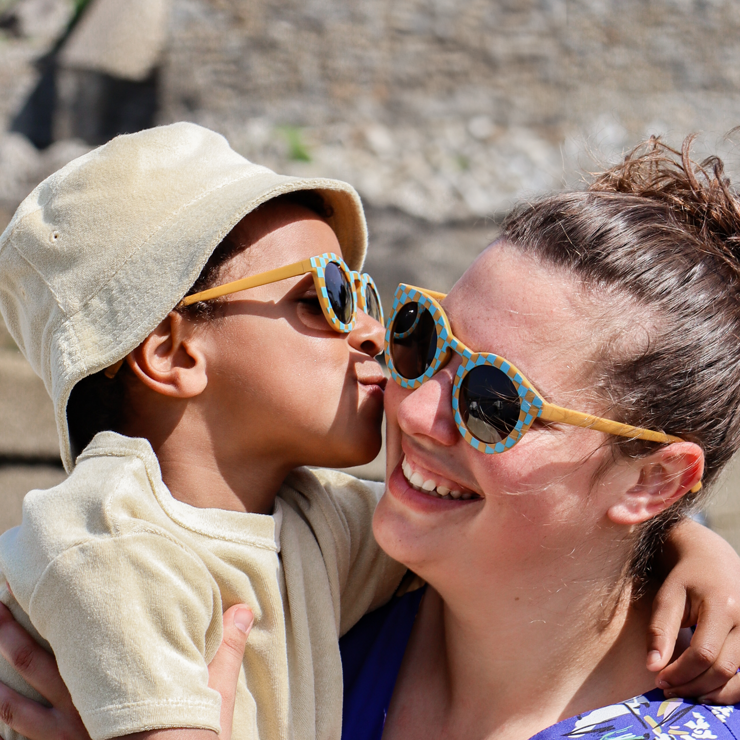Lunettes de soleil Adulte Hop'Pop – Matchy Vichy Bleu Imparfait