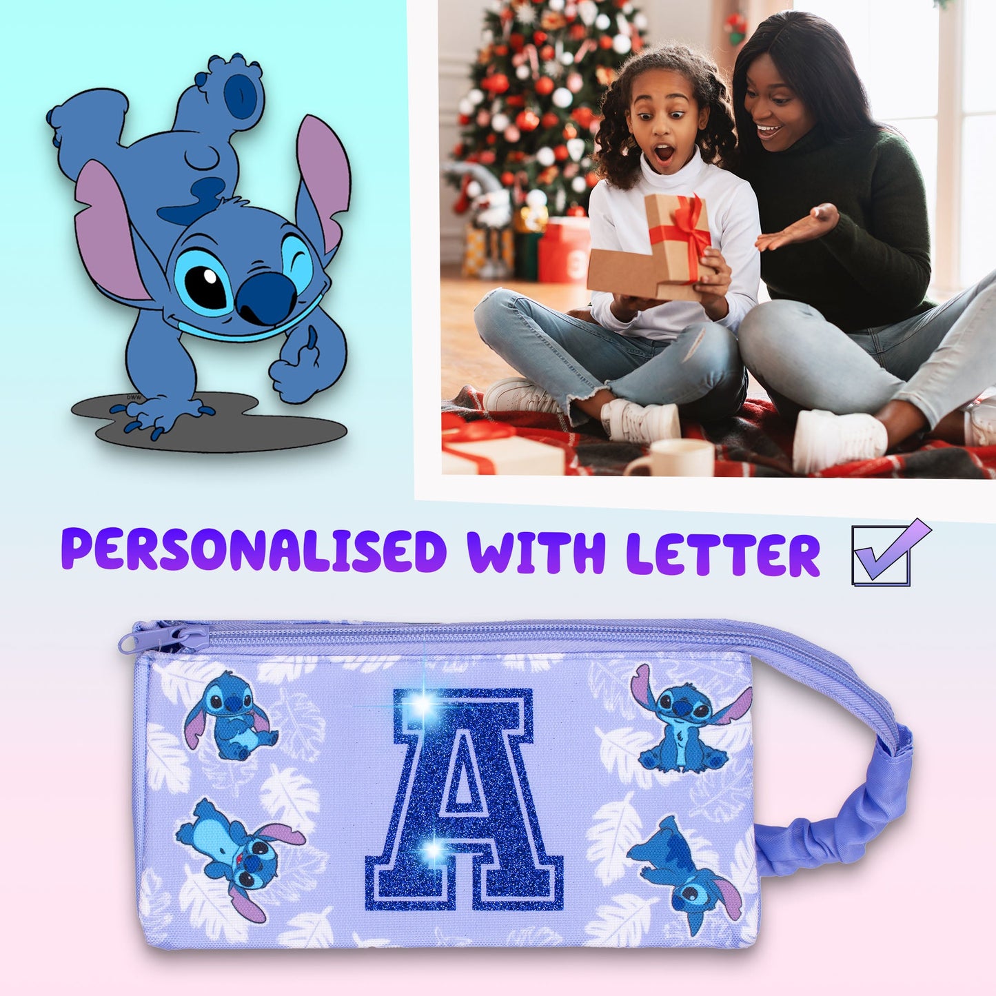 Stitch Make-up Bag - Glitter Letter