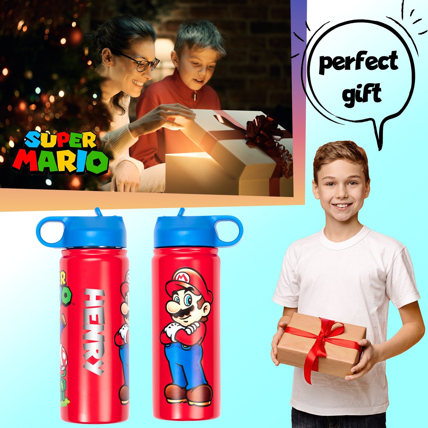 Personalized Bottle - Mario Brothers