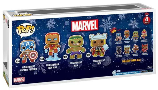 marvel holiday gingerbread 4 pack funko pop gitd special edition