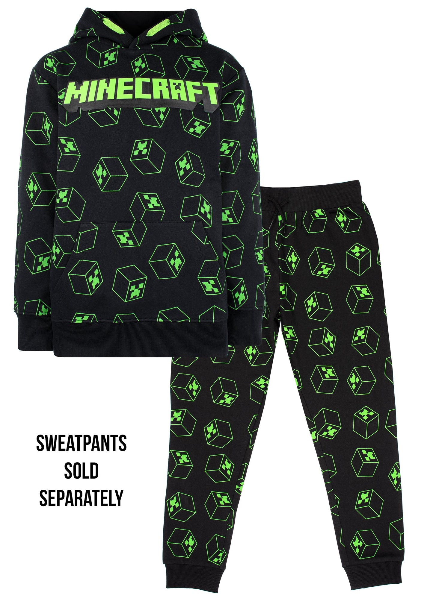 Minecraft Creeper Pattern Sweat à capuche – noir