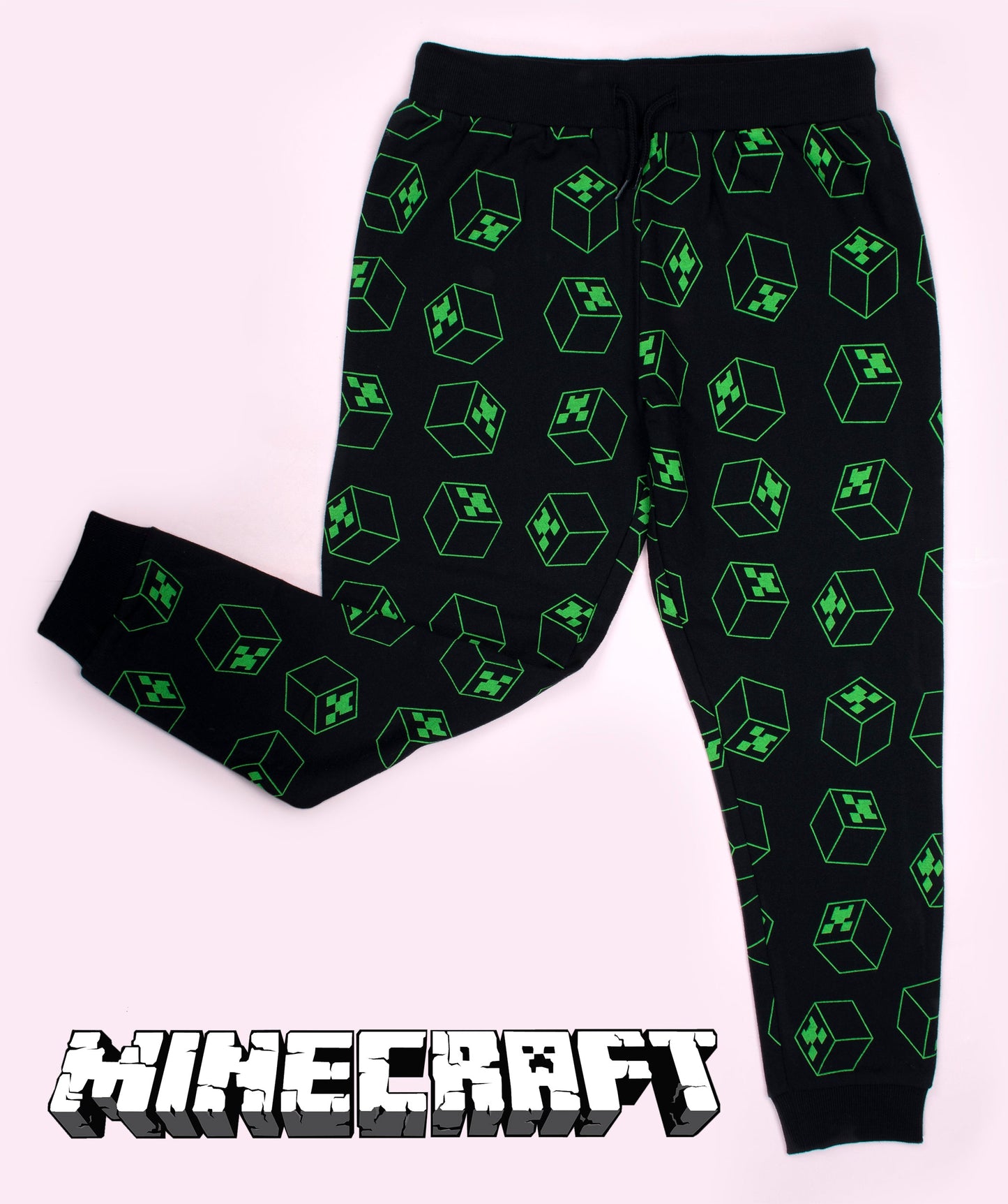Minecraft Joggers - Black & Green Pattern