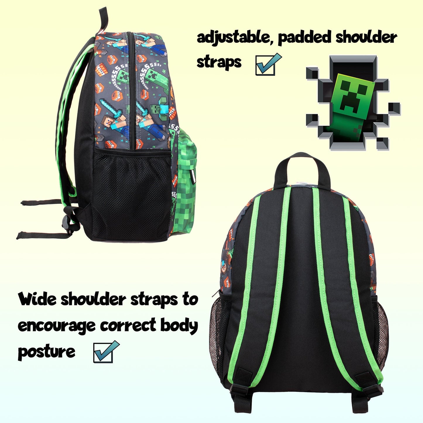 Grand scolaire enfant Sac à dos – Minecraft