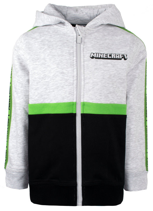 Sweat à capuche Minecraft – Zipped – gris et noir