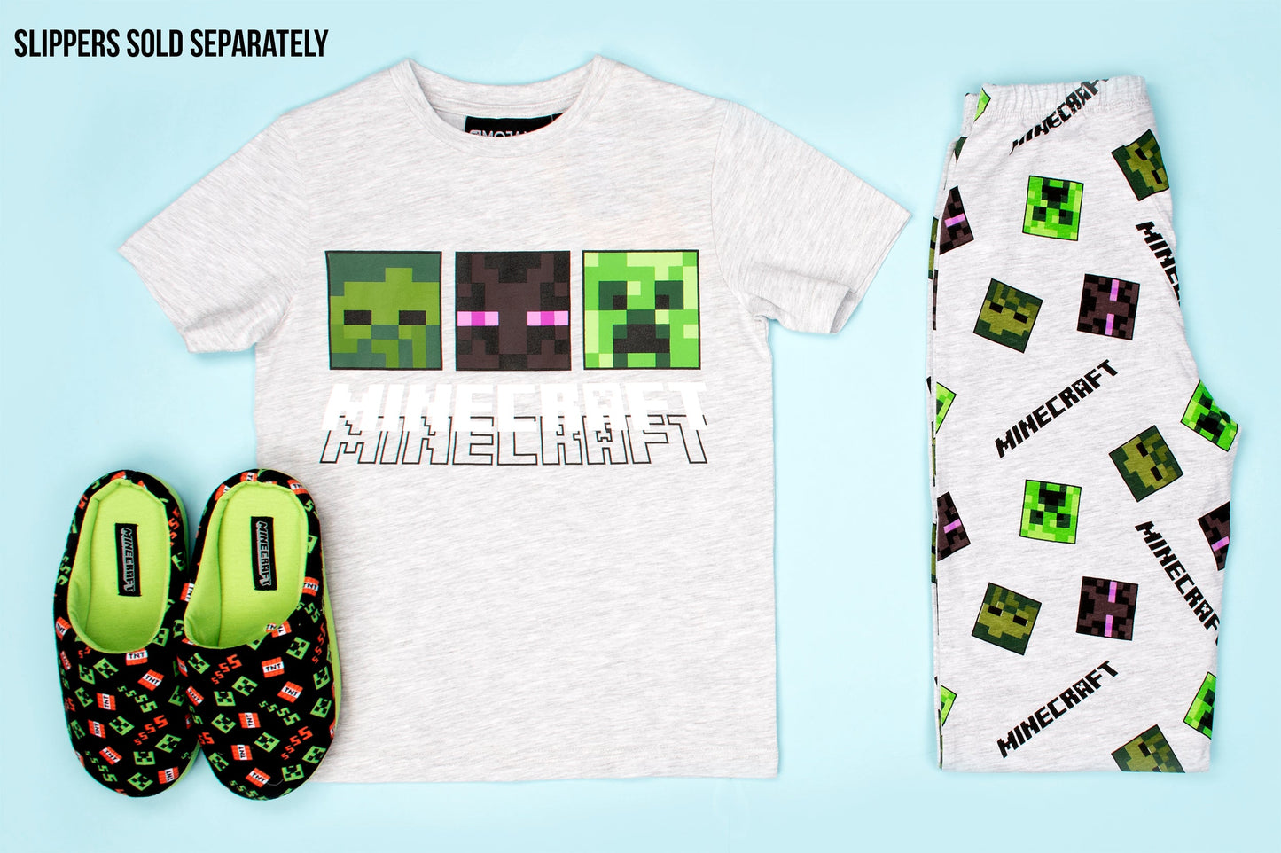 Minecraft Short-Sleeve Pajamas - Grey & Green