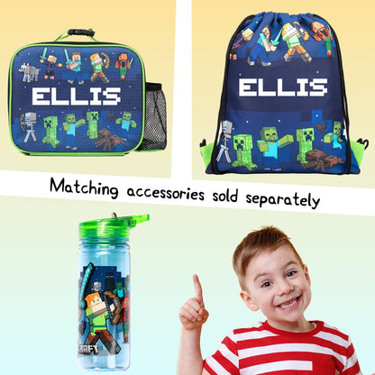 Personalized Lunch Bag - Minecraft Blue