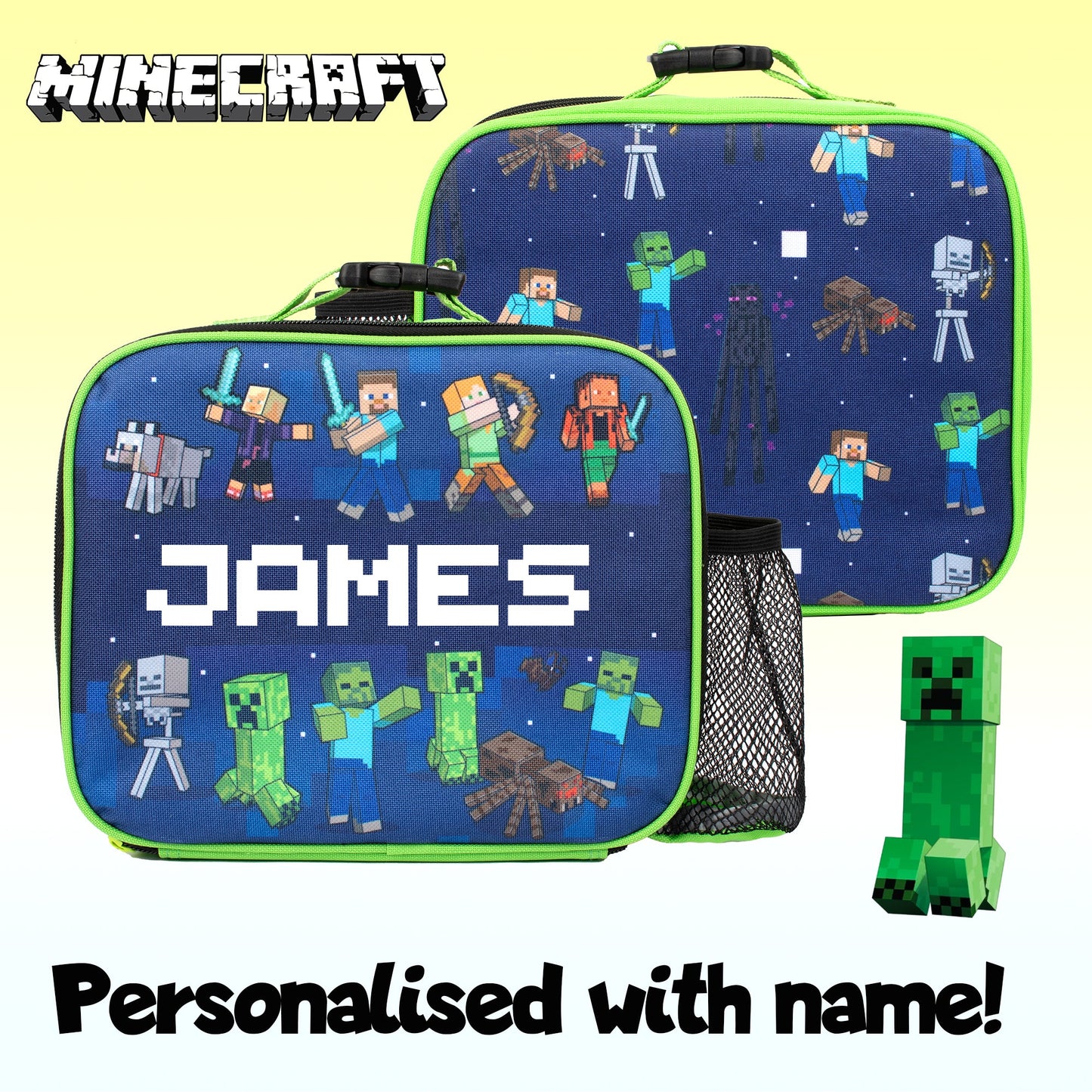 Personalized Lunch Bag - Minecraft Blue