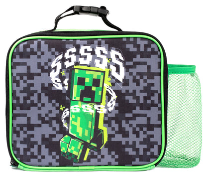 Minecraft Sac repas with Mesh Pocket – gris Pixel Creeper