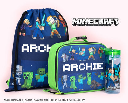 Official Minecraft Minecraft Blue Personalized Drawstring Bag | Kids PE Bag | Fringoo