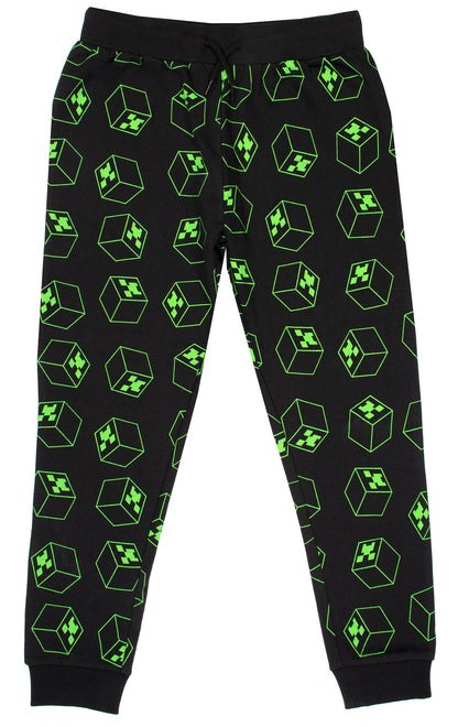 Minecraft Joggers - Black & Green Pattern