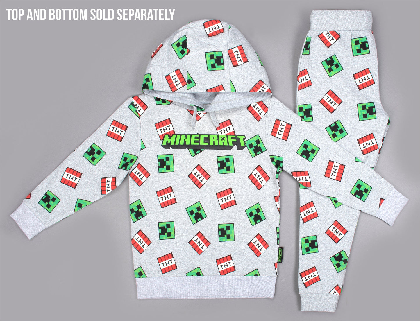 Minecraft Creeper Pattern Sweat à capuche – gris