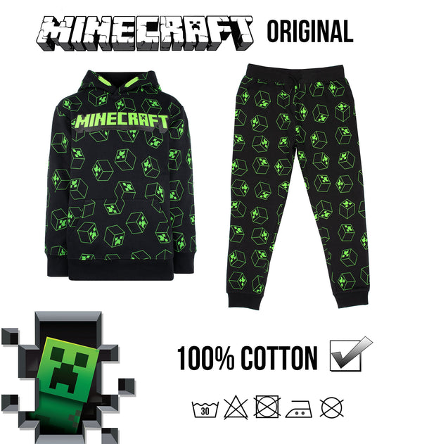 Minecraft Joggers - Black & Green Pattern