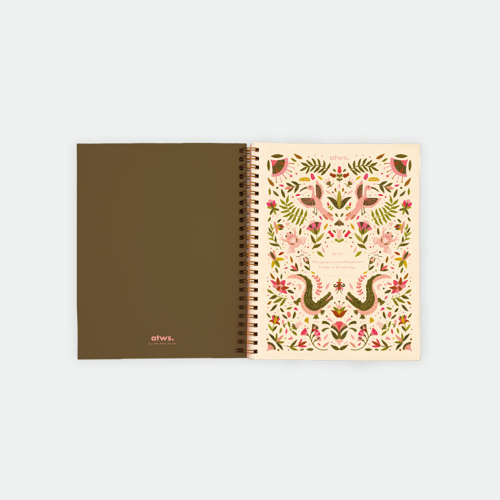 Pink Croco - Monthly Planner Spiral Bound