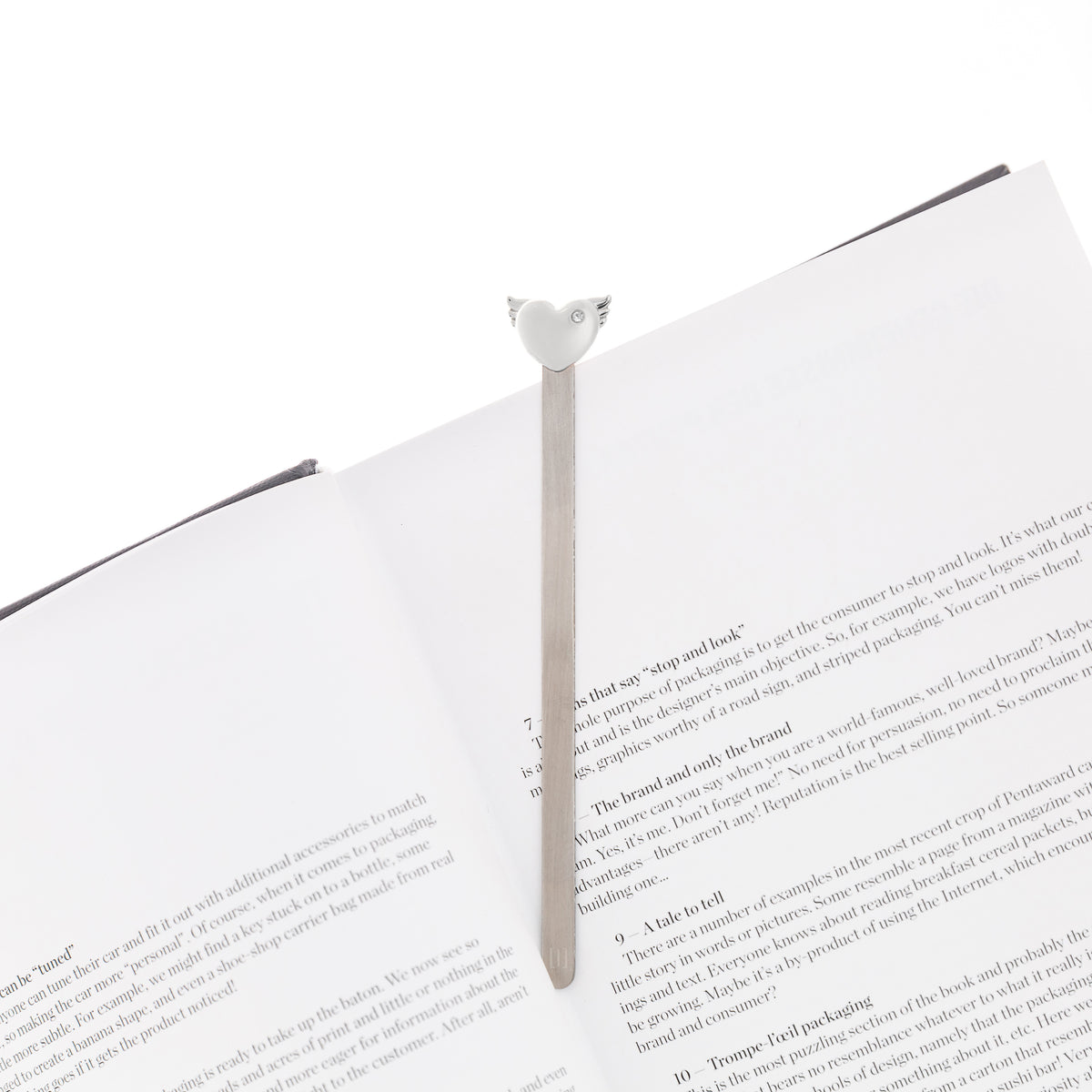 Silver Winged Heart Bookmark