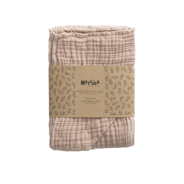 Sortie de bain bébé en mousseline bio Poudre - Natruba
