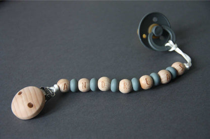 Natural Schnullerkette mit Name aus Holz