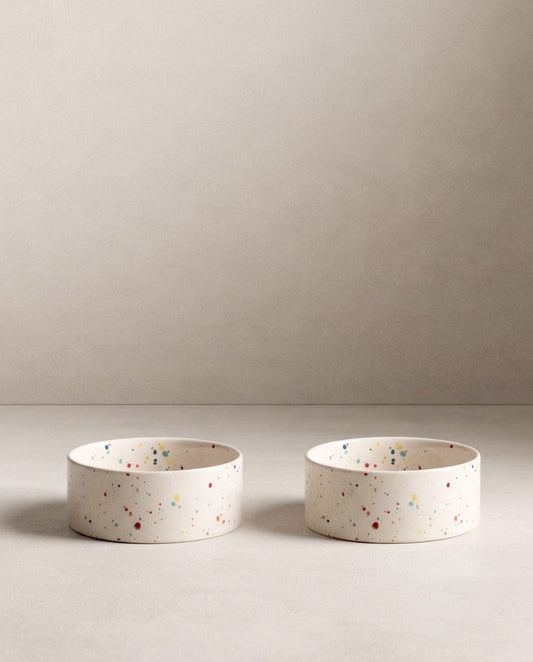 New Party Pet Bowl 14cm Set 2 White