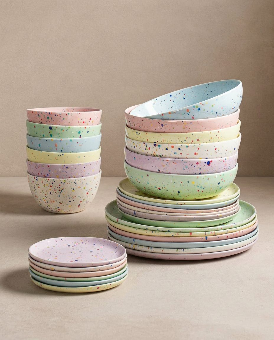 New Party Stoneware Set 30 Pieces Mix Color