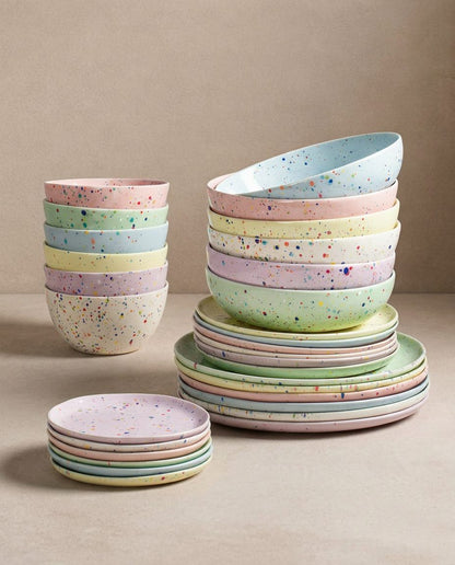 New Party Stoneware Set 30 Pieces Mix Color