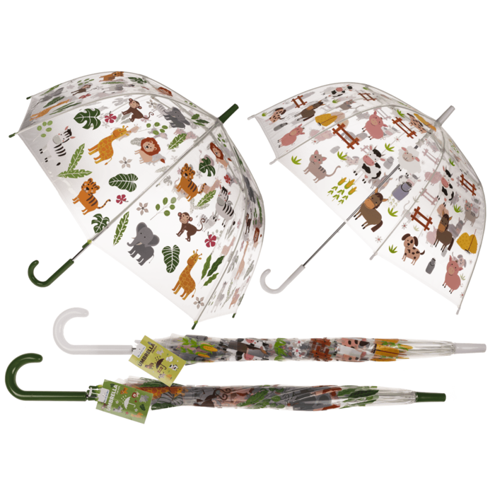 Transparent Umbrella for Children with Animals