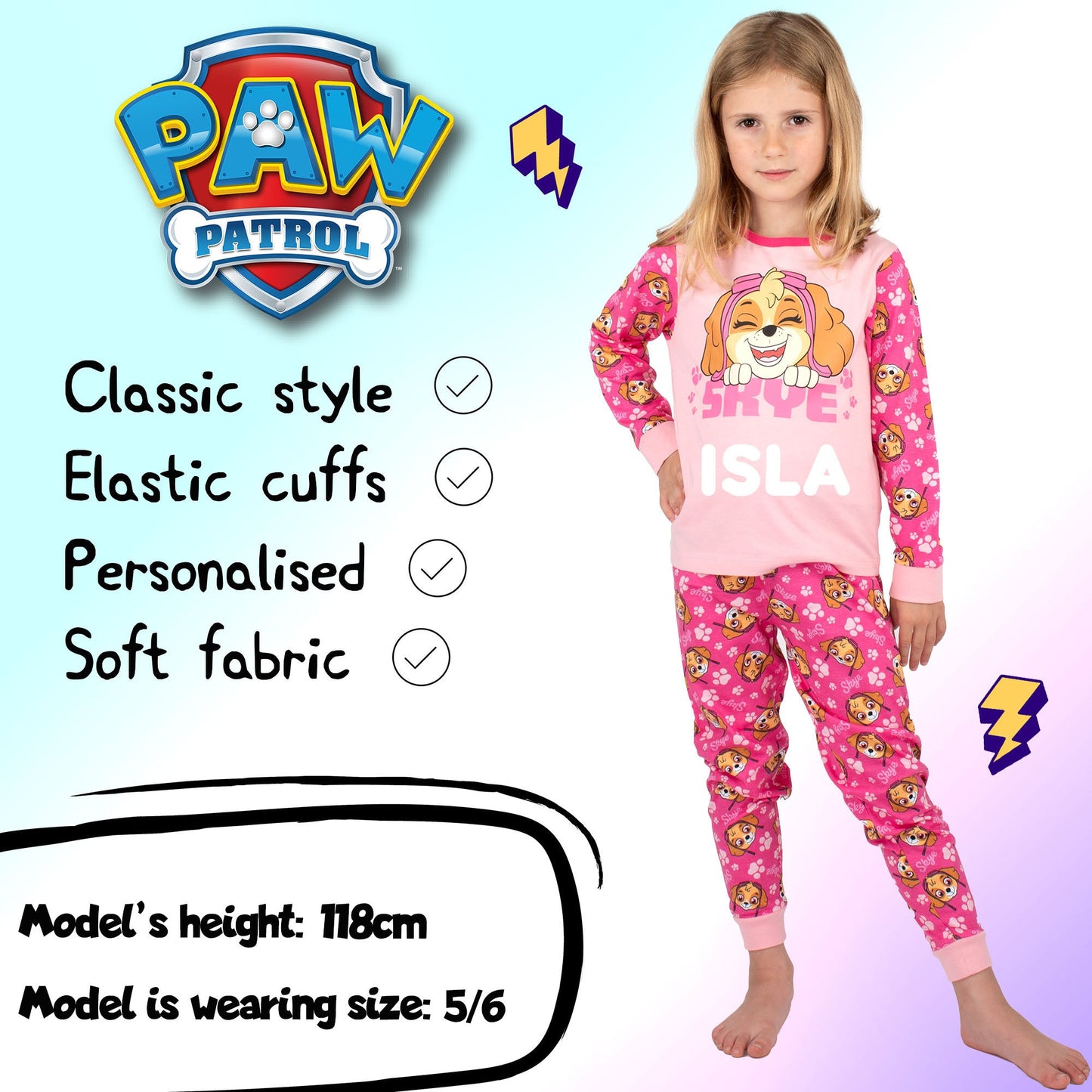 Personalised Paw Patrol Skye Pyjamas for Girls | Fringoo