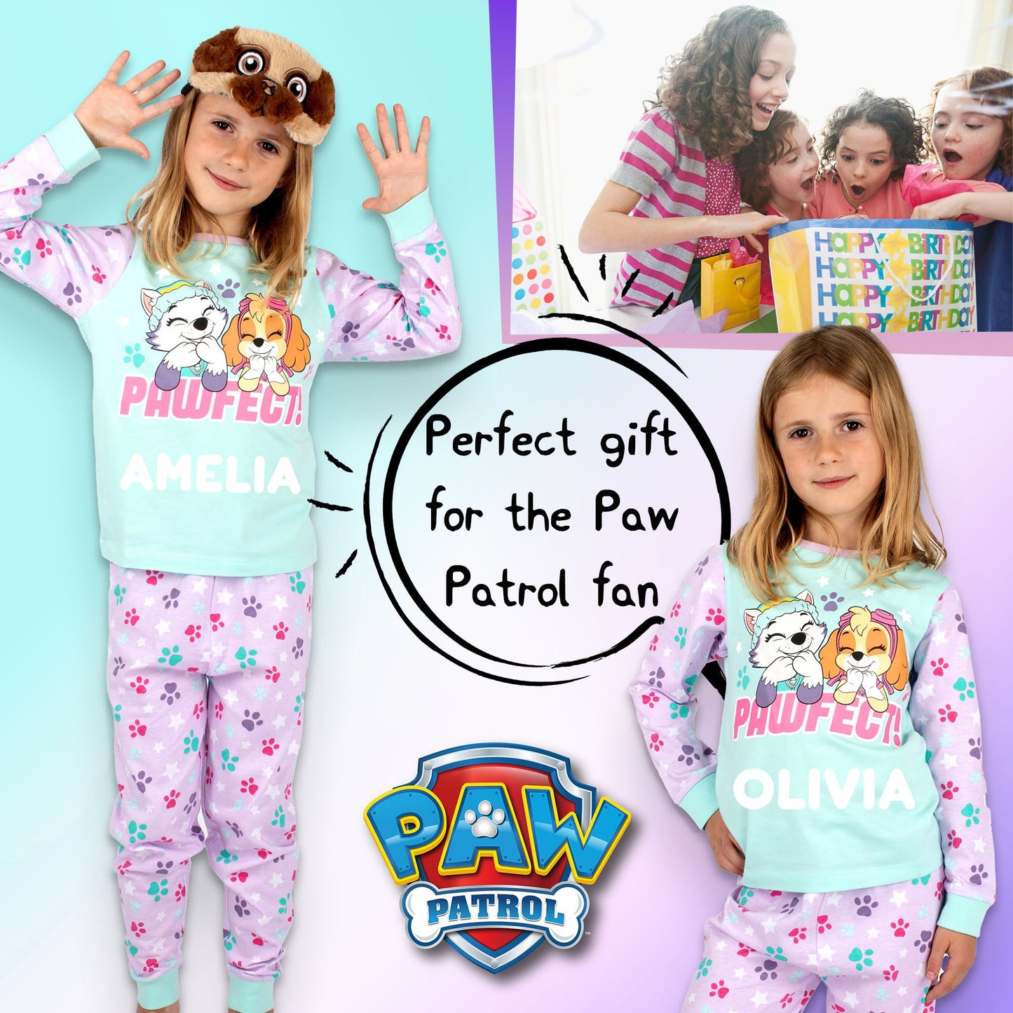 Paw Patrol Personalised Pyjamas - Skye & Everest